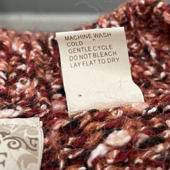 BKE Mohair Alpaca Sweater Size Medium Open Knit Marled Orange V-neck Y2K Boho - Picture 6 of 9